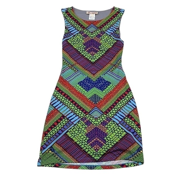 Mara Hoffman Bohemian Bodycon Dress Geometric Colorful Green Purple Size Small S - Picture 3 of 16